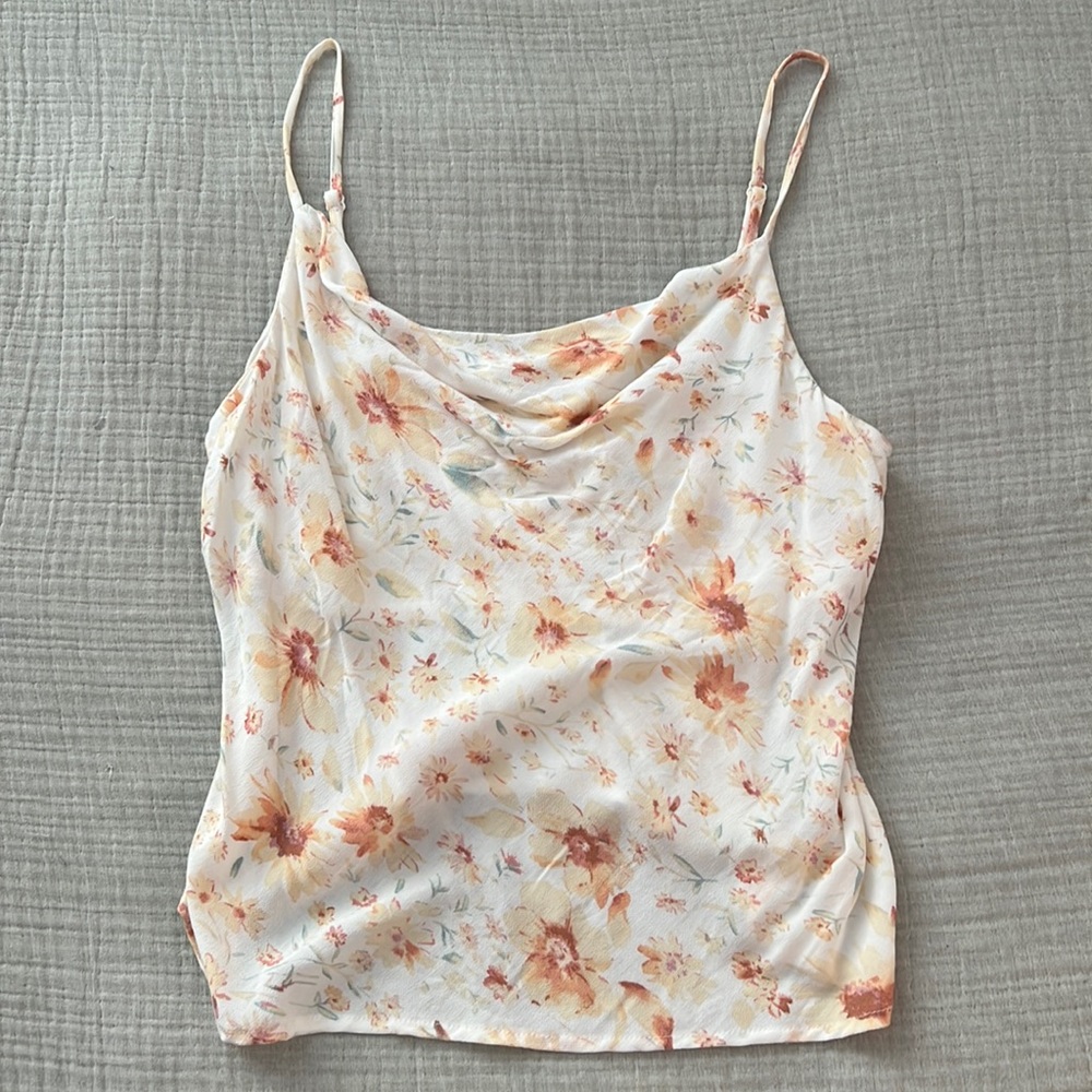 American Eagle Floral Cowl Neck Flowwy Tank Top